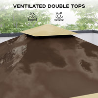Garvee 12'x12' Pop-Up Instant Gazebo Tent - Double Roof Portable Patio Sun Shelter Outdoor Canopy for Deck, Backyard, Garden, Lawn, Khaki & Beige