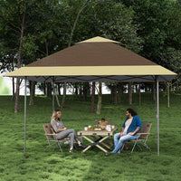 Garvee 12'x12' Pop-Up Instant Gazebo Tent - Double Roof Portable Patio Sun Shelter Outdoor Canopy for Deck, Backyard, Garden, Lawn, Khaki & Beige