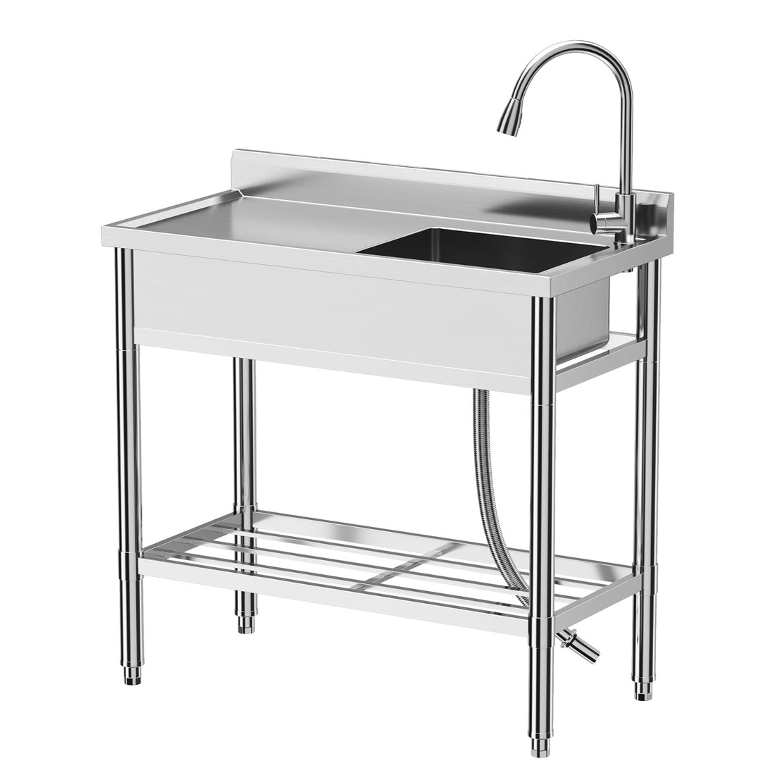 Stainless Steel Freestanding Sink,Faucet,Worktop for Restaurant