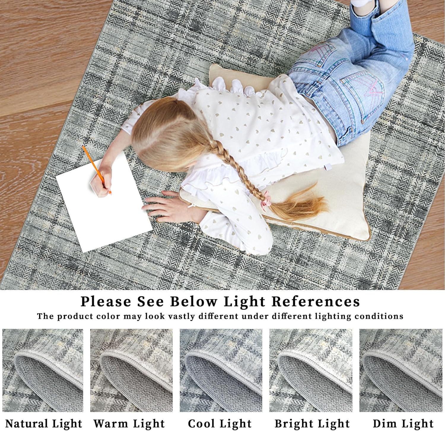 Garvee Plaid Green 8x10 Bedroom Rug Large Area Rugs for Living Room Modern Office Rug Distressed Rug Low Pile Farmhouse Floor Cover Non Slip Checkered Rug Green