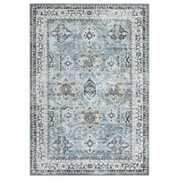 Garvee Boho Blue 6x9 Washable Rug, Oriental Vintage Non Slip Soft Faux Wool Stain Resistant Carpet for Living Room, Bedroom, Office