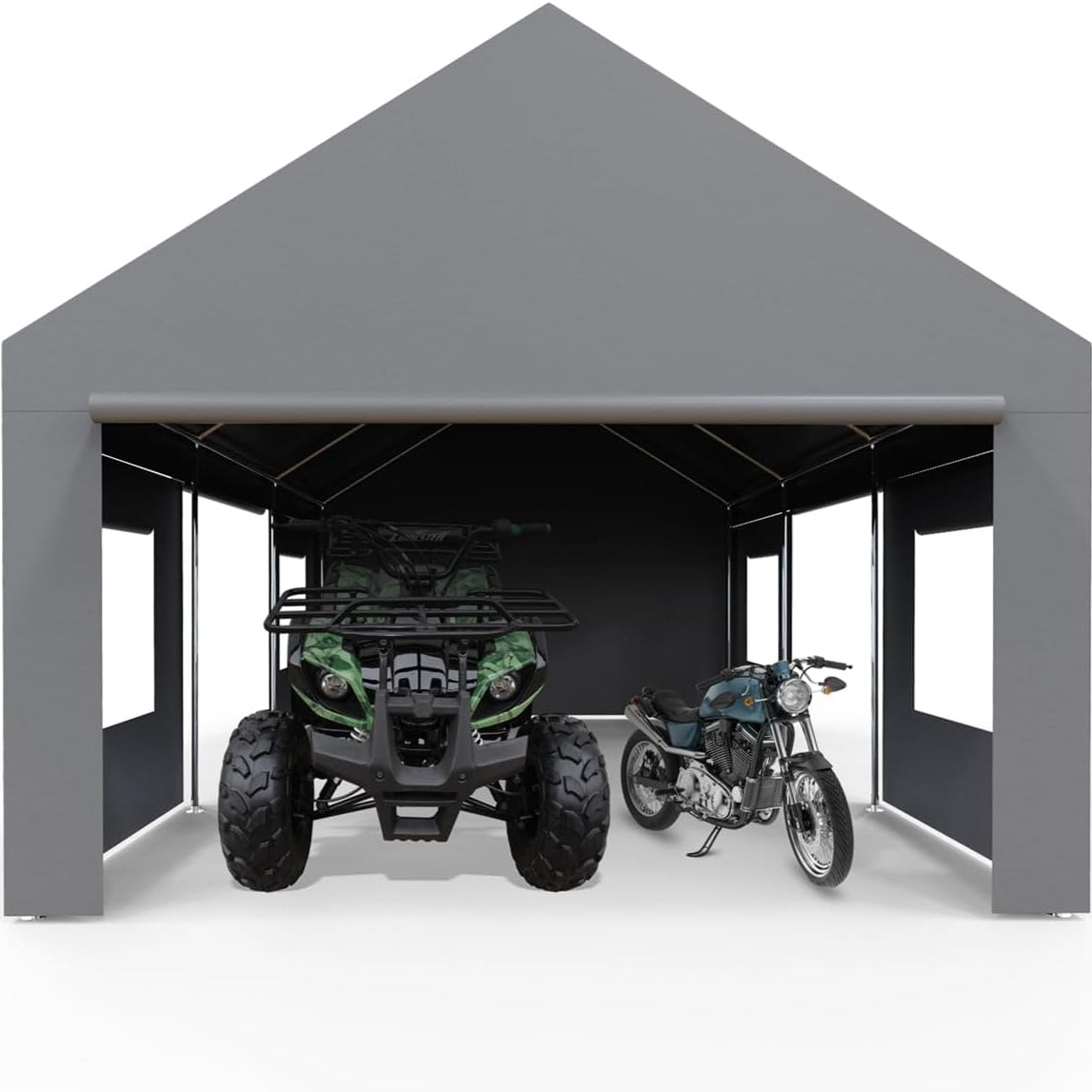 Garvee 13'x20' Heavy-Duty Portable Garage - Rust-Resistant Steel Frame, Roll-Up Doors & Windows for Ventilation, Multi-Use Shelter for Vehicles & Parties