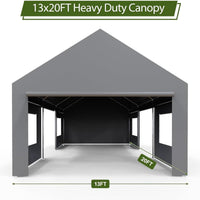 Garvee 13'x20' Heavy-Duty Portable Garage - Rust-Resistant Steel Frame, Roll-Up Doors & Windows for Ventilation, Multi-Use Shelter for Vehicles & Parties