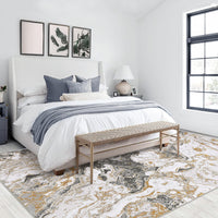 Garvee Abstract Grey 4x6 Modern Washable Rug for Living Room, Contemporary Marble Rug Soft Non Slip Indoor Floor Carpet for Laundry Room Playroom Dining Room Bedroom, Grey