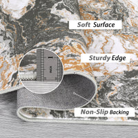 Garvee Abstract Grey 4x6 Modern Washable Rug for Living Room, Contemporary Marble Rug Soft Non Slip Indoor Floor Carpet for Laundry Room Playroom Dining Room Bedroom, Grey