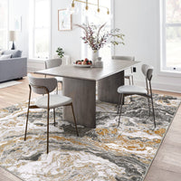 Garvee Abstract Grey 4x6 Modern Washable Rug for Living Room, Contemporary Marble Rug Soft Non Slip Indoor Floor Carpet for Laundry Room Playroom Dining Room Bedroom, Grey