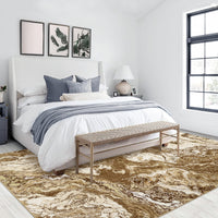 Garvee Abstract Brown 4x6 Washable Rug for Living Room, Contemporary Marble Rug Soft Non Slip Indoor Floor Carpet for Laundry Room Playroom Dining Room Bedroom