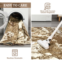 Garvee Abstract Brown 8x10 Rug for Living Room, Machine Washable Rugs Modern Abstract Area Rug Large Bedroom Rug, Soft Luxury Rug Indoor Floor Carpet for Home Office Kitchen Dining