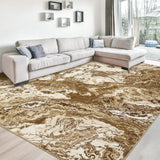 Garvee Abstract Brown 8x10 Rug for Living Room, Machine Washable Rugs Modern Abstract Area Rug Large Bedroom Rug, Soft Luxury Rug Indoor Floor Carpet for Home Office Kitchen Dining - Brown