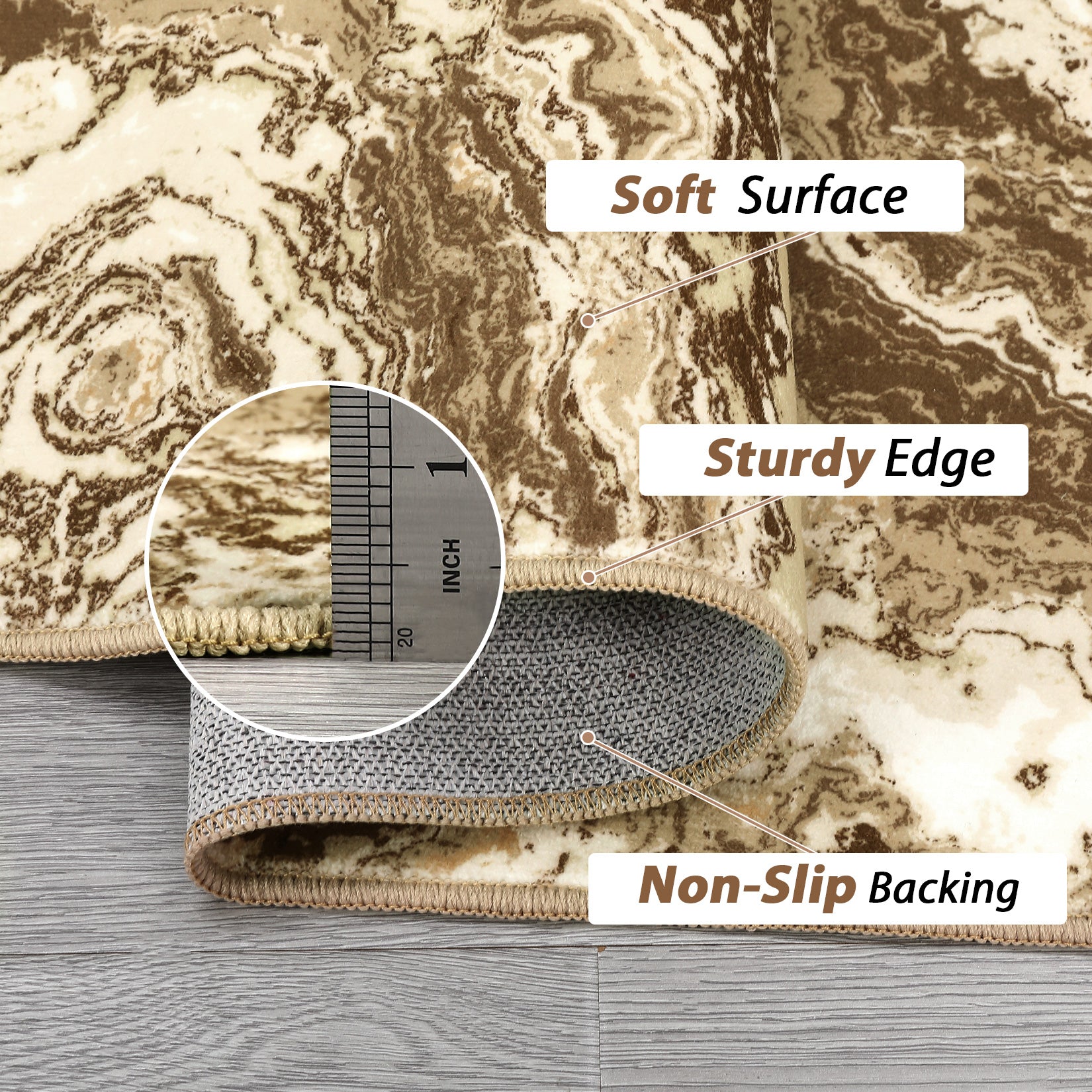 Garvee Abstract Brown 4x6 Washable Rug for Living Room, Contemporary Marble Rug Soft Non Slip Indoor Floor Carpet for Laundry Room Playroom Dining Room Bedroom