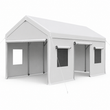 Garvee 10' x 20' Heavy Duty Portable Carport, Steel Frame Garage Shelter with Removable Sidewalls & Roll-Up Windows, 180G PE Canopy - White