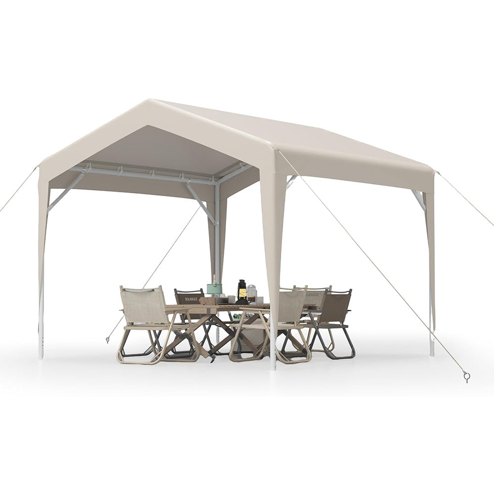 Garvee 10'x10' Canopy Party Tent with Waterproof Tarp - Outdoor Event Shelter for Party, Camping, Market, Wedding, BBQ, Beige