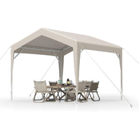 Garvee 10'x10' Canopy Party Tent with Waterproof Tarp - Outdoor Event Shelter for Party, Camping, Market, Wedding, BBQ, Beige