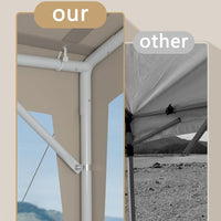 Garvee 10'x10' Canopy Party Tent with Waterproof Tarp - Outdoor Event Shelter for Party, Camping, Market, Wedding, BBQ, Beige