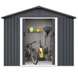 Garvee 10'x12' Outdoor Steel Storage Shed with Sloped Roof, Enhanced Frame, Gable Ventilation, Corrosion Resistant, Lockable, Multiple Sizes, Garden & Patio