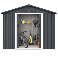 Garvee 10'x12' Outdoor Steel Storage Shed with Sloped Roof, Enhanced Frame, Gable Ventilation, Corrosion Resistant, Lockable, Multiple Sizes, Garden & Patio