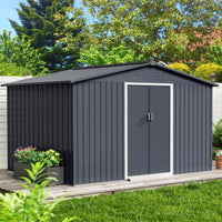 Garvee 10'x12' Outdoor Steel Storage Shed with Sloped Roof, Enhanced Frame, Gable Ventilation, Corrosion Resistant, Lockable, Multiple Sizes, Garden & Patio