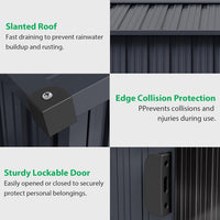 Garvee 10'x12' Outdoor Steel Storage Shed with Sloped Roof, Enhanced Frame, Gable Ventilation, Corrosion Resistant, Lockable, Multiple Sizes, Garden & Patio