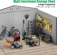 Garvee 10'x12' Outdoor Steel Storage Shed with Sloped Roof, Enhanced Frame, Gable Ventilation, Corrosion Resistant, Lockable, Multiple Sizes, Garden & Patio
