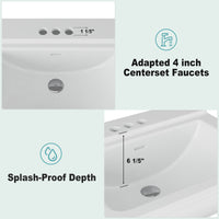 Garvee Modern White Ceramic Pedestal Bathroom Sink + Classic Clean Lines + Geometric Shape + Overflow + 3 Pre-Drilled Holes + Fits 4-Inch Faucets + Home, Hotel, Public Restroom
