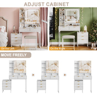 Garvee Chic White Makeup Vanity Desk Set with Mirror and 3-Mode Led Lighting – Features 5 Drawers, – Ideal for Bedroom Decor