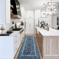 Garvee Washable Runner Rug Blue 2x6 Rug for Hallway Laundry Room Kitchen Entryway Bathroom Non Slip Rug Runners with Rubber Backing,Non Skid Stain-Resistant Non Shedding Runners