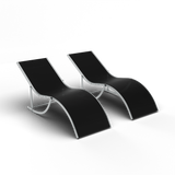 Garvee Outdoor Chaise Lounge Set of 2 Adjustable Reclining Poolside Chairs, Weather-Resistant, Heavy-Duty & Comfortable Sunbathing Loungers, Black - Black
