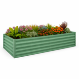 Garvee 8 × 4 × 2 ft Galvanized Raised Garden Bed, 0.5 mm Metal Planter Box with Open Bottom & X-Brace, 32 sq ft Deep Root Garden Bed for Vegetables, Herbs & Flowers, Green - Green