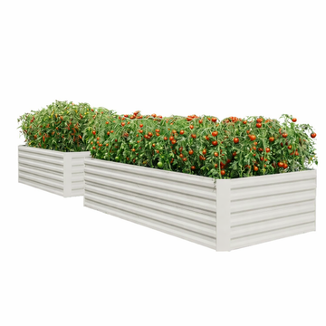 Garvee 2 Pcs 8' X 4' X 2' Galvanized Metal Raised Garden Bed - Deep Root Planter for Vegetables, Flowers, and Herbs - Large Outdoor Planter Box Kit