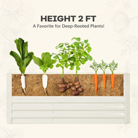 Garvee 2 Pcs 8' X 4' X 2' Galvanized Metal Raised Garden Bed - Deep Root Planter for Vegetables, Flowers, and Herbs - Large Outdoor Planter Box Kit