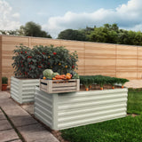 Garvee  2 Pcs 6' X 3' X 2'  Rectangular Raised Garden Beds – Ergonomic Galvanized Steel, Rust-Resistant, Beige Planters for Patio & Balcony - Beige