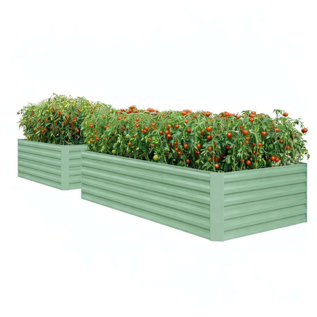 Garvee 2 Pcs 8' X 4' X 2' Metal Raised Beds,Compost-Ready Open Base, 2ft Depth for Root Crops, Heavy-Duty Steel for Organic Farming,Green