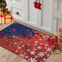 Garvee Christmas Door Mat 2x3 Mat Xmas Bath Mat Non-Slip Kithcen Rug Washable Entryway Rug Small Abstract Carpet Winter Doormat Rubber Back Snowflake Doormats for Indoor Outdoor 2'x3' Red&Blue