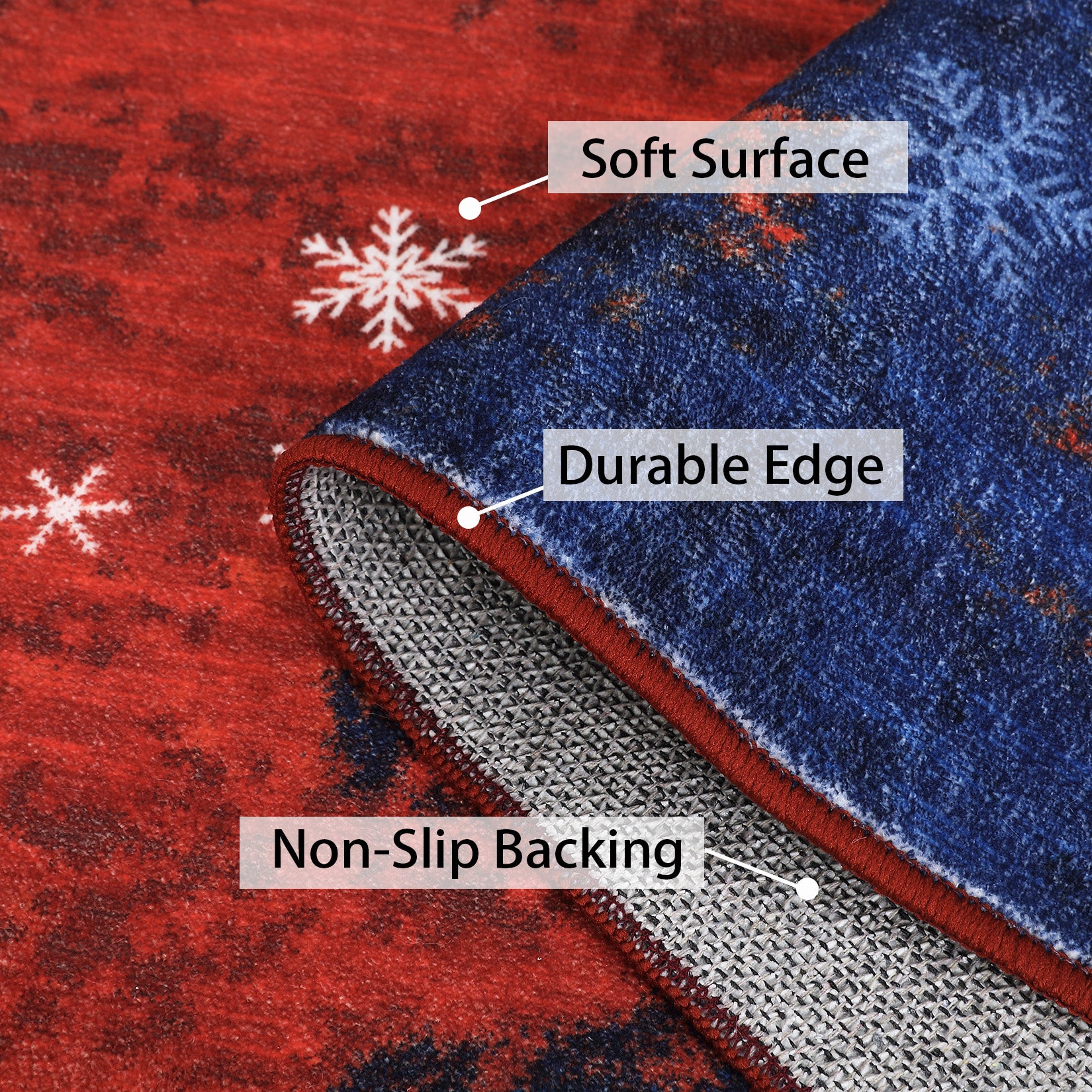 Garvee Christmas Runner Rug 2x8 Hallway Rug Snowflake Xmas Runner Kitchen Rug Washable Rug Non Slip Bathroom Rug Holiday Decor Distressed Modern Soft Carpet for Bedroom Laundry 2'x8' Red&Blue
