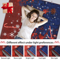 Garvee Christmas Area Rug 4x6 Rug Washable Rug Snowflake Holiday Decor Xmas Modern Small Rug Artistic Entryway Rug Non Slip Carpet Soft Low Pile Accent Rugs for Nursery Living Room 4'x6' Red&Blue