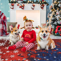 Garvee Christmas Door Mat 2x3 Mat Xmas Bath Mat Non-Slip Kithcen Rug Washable Entryway Rug Small Abstract Carpet Winter Doormat Rubber Back Snowflake Doormats for Indoor Outdoor 2'x3' Red&Blue