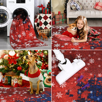 Garvee Christmas Door Mat 2x3 Mat Xmas Bath Mat Non-Slip Kithcen Rug Washable Entryway Rug Small Abstract Carpet Winter Doormat Rubber Back Snowflake Doormats for Indoor Outdoor 2'x3' Red&Blue