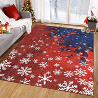 Garvee Christmas Area Rug 4x6 Rug Washable Rug Snowflake Holiday Decor Xmas Modern Small Rug Artistic Entryway Rug Non Slip Carpet Soft Low Pile Accent Rugs for Nursery Living Room 4'x6' Red&Blue