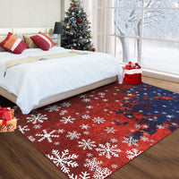 Garvee Christmas Area Rug 4x6 Rug Washable Rug Snowflake Holiday Decor Xmas Modern Small Rug Artistic Entryway Rug Non Slip Carpet Soft Low Pile Accent Rugs for Nursery Living Room 4'x6' Red&Blue