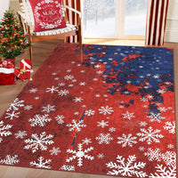 Garvee Christmas Area Rug 4x6 Rug Washable Rug Snowflake Holiday Decor Xmas Modern Small Rug Artistic Entryway Rug Non Slip Carpet Soft Low Pile Accent Rugs for Nursery Living Room 4'x6' Red&Blue