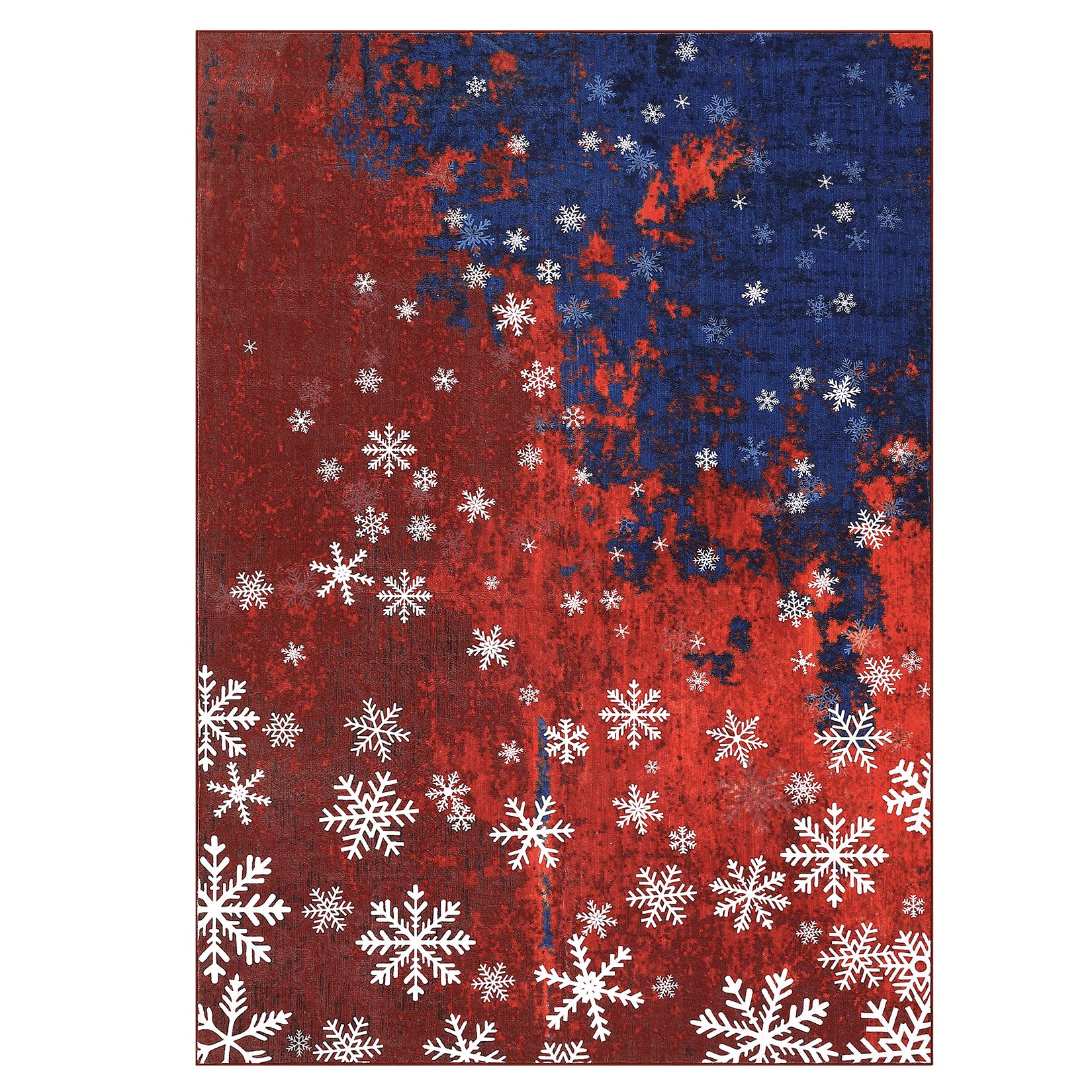 Garvee Christmas Area Rug 3x5 Rug Washable Rug Snowflake Xmas Modern Rug Small Entryway Rug Abstract Aesthetic Non Slip Carpet Soft Low Pile Accent Rugs for Nursery Living Room 3'x5' Red&Blue