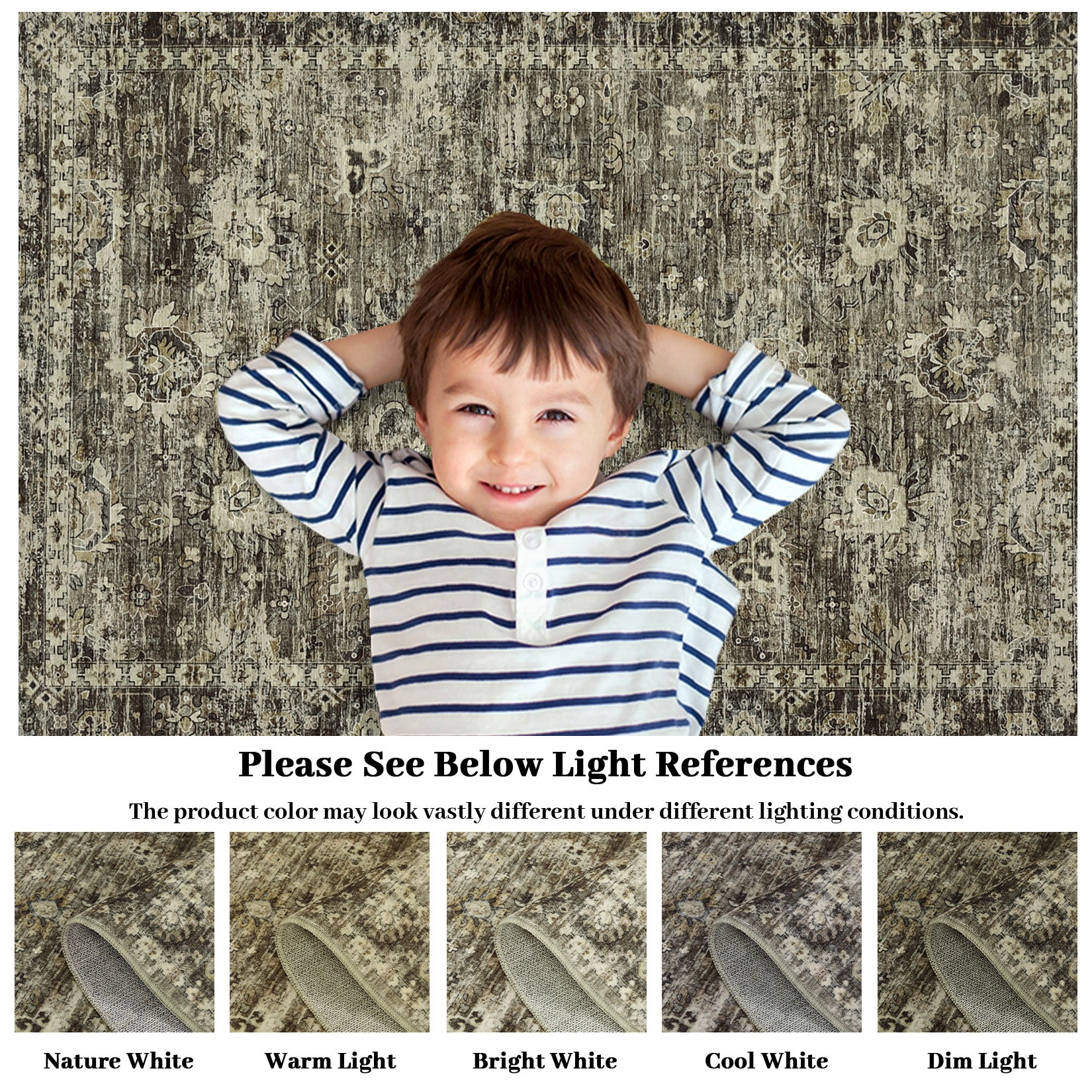 Garvee Hallway Rugs, Machine Washable Traditional Rug, Non Slip Floor Carpet, Low Pile Soft Printed Vintage Rug for Home Decor Entryway Bed Room Laundry Room Indoor