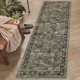 Garvee Hallway Rugs, Machine Washable Traditional Rug, Non Slip Floor Carpet, Low Pile Soft Printed Vintage Rug for Home Decor Entryway Bed Room Laundry Room Indoor - Brown