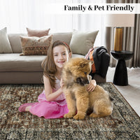 Garvee Hallway Rugs, Machine Washable Traditional Rug, Non Slip Floor Carpet, Low Pile Soft Printed Vintage Rug for Home Decor Entryway Bed Room Laundry Room Indoor