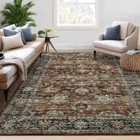 Garvee Hallway Rugs, Machine Washable Traditional Rug, Non Slip Floor Carpet, Low Pile Soft Printed Vintage Rug for Home Decor Entryway Bed Room Laundry Room Indoor