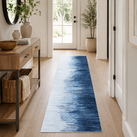 Garvee 2' x 6' Ombre Abstract Runner Rug, Washable Non-Slip Low-Pile Rug for Hallway, Kitchen & Entryway, Blue Gradient