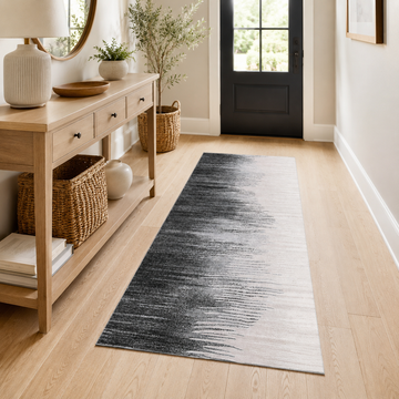 Garvee 2' x 6' Ombre Abstract Runner Rug, Washable Non-Slip Low-Pile Rug for Hallway, Kitchen & Entryway, Gray Gradient