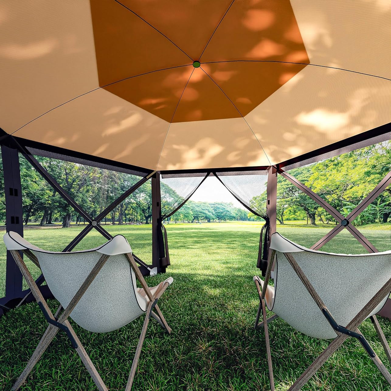 Garvee 12x12 ft Portable Hexagon Pop-Up Gazebo with 6-Sided Canopy - 210D Oxford Fabric Outdoor Shelter for Patio, Backyard & Lawn
