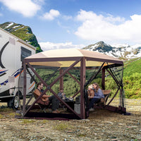 Garvee 12x12 ft Portable Hexagon Pop-Up Gazebo with 6-Sided Canopy - 210D Oxford Fabric Outdoor Shelter for Patio, Backyard & Lawn