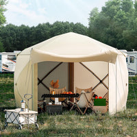 Garvee 10'x10' Pentagonal Pop-Up Screen Tent with 5-Sided Canopy - Outdoor Camping Tent for Patio, Backyard & Lawn, 210D Oxford Fabric